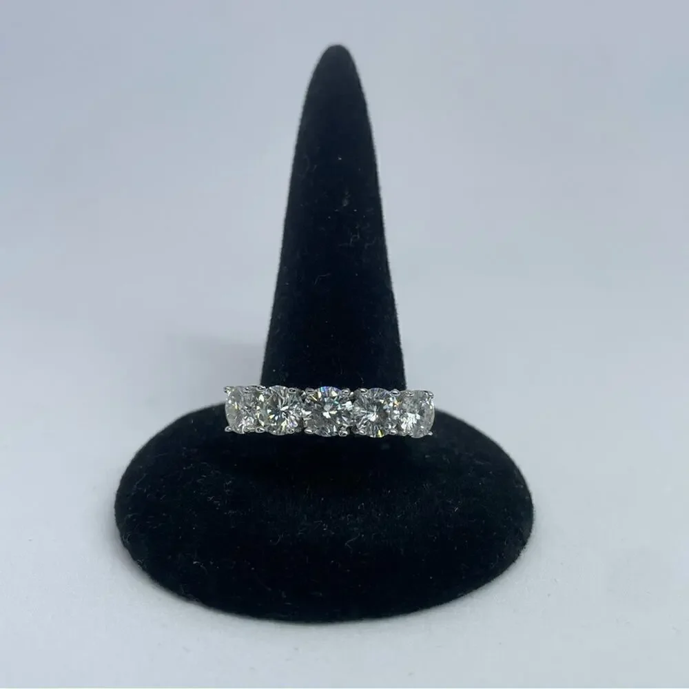 Moissanite Diamond Ring Band 5 Year Anniversary Wedding Ring 5 Stone 1.5 Ct 925 - Picture 5 of 7